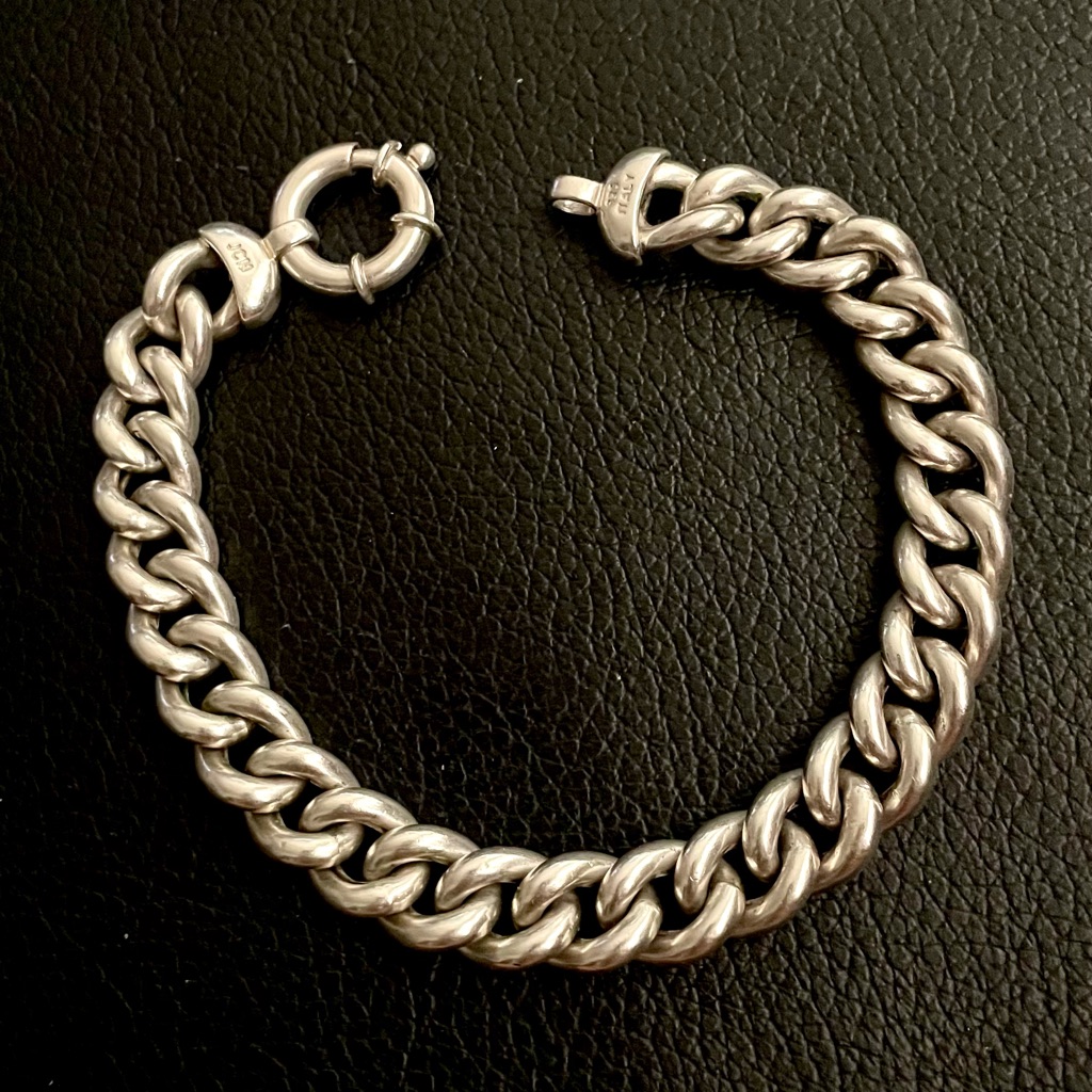925 Sterling Silver Unisex Italian Curb Link Heavy Bracelet